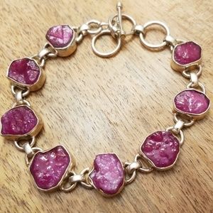 Pink rough cut chalcedony bracelet
